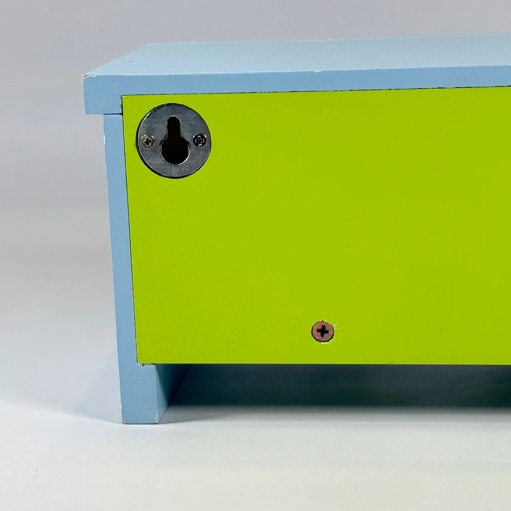 Wood Blue & Green Transportation Peg Holder Wall Shelf 12